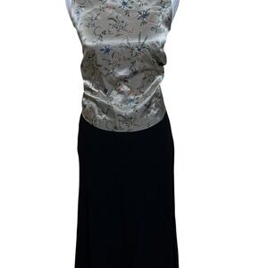 Satin Floral High Neck Top